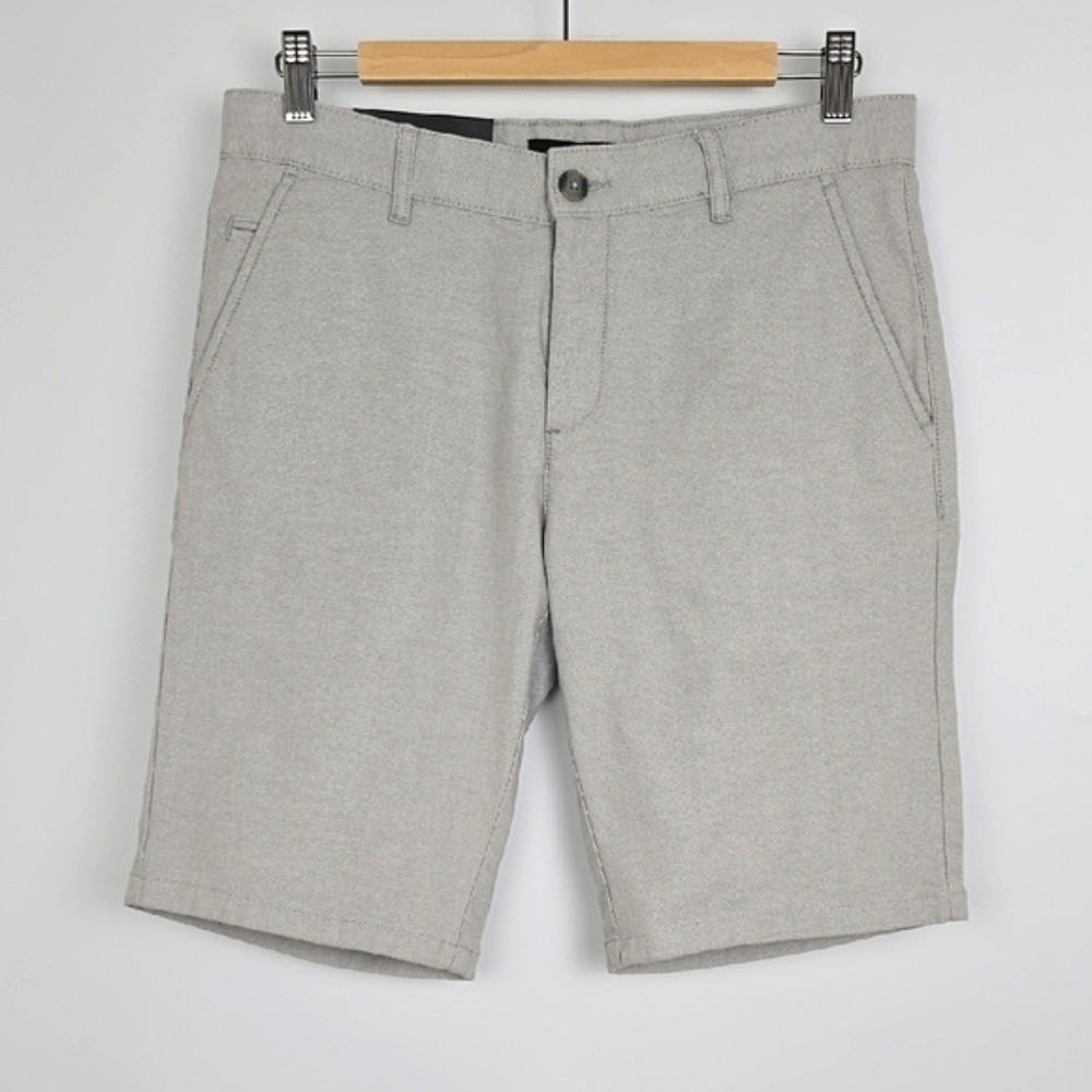 RW&Co Men's Chino Bermuda Shorts Grey Dress Cotton Blend 10" Inseam Size 27